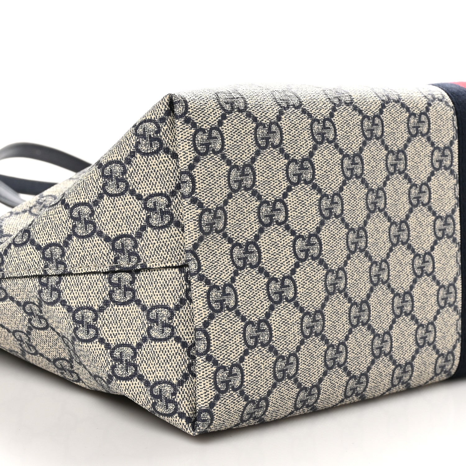 Gucci GG Supreme Monogram Textured Calfskin Web Medium Ophidia Shopping Tote Beige Blue 9 of 10