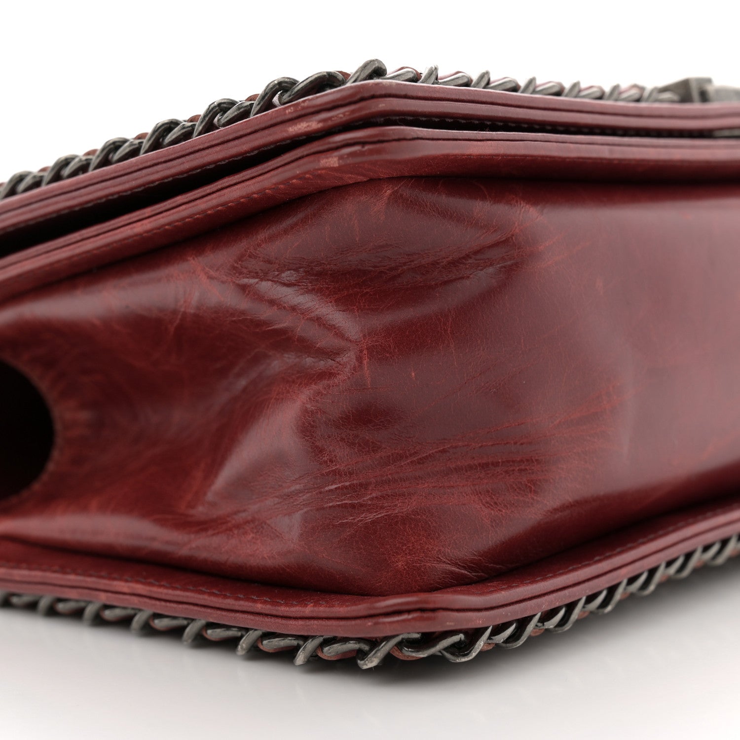 Chanel Glazed Calfskin Quilted Medium Boy Chained Flap Bordeaux 9 of 13