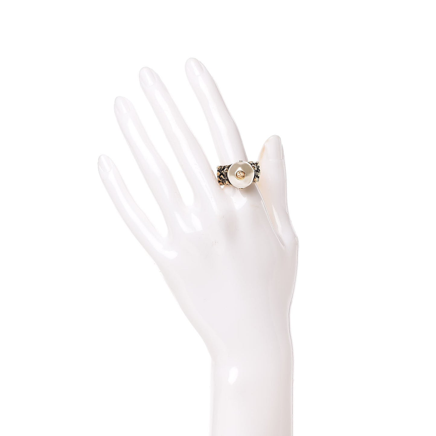 Metal Pearl Ring 15 55 Aged Gold