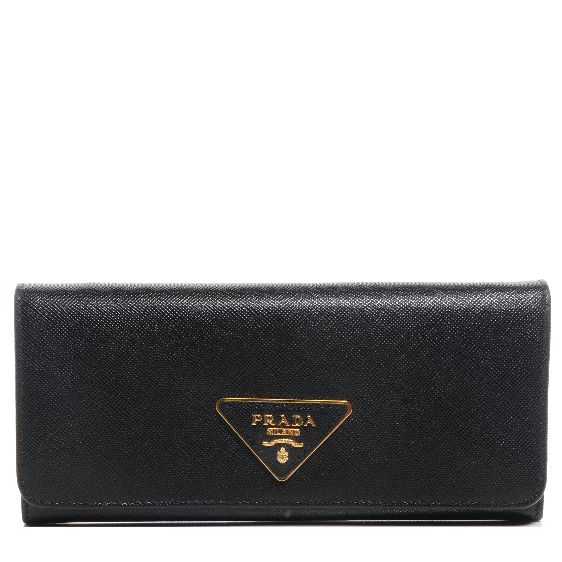 Prada Saffiano Continental Flap Wallet Nero Black 1 of 9