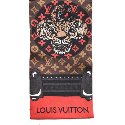 Louis Vuitton Silk Monogram Jaguar Animalle Bandeau Scarf Marron 3 of 3