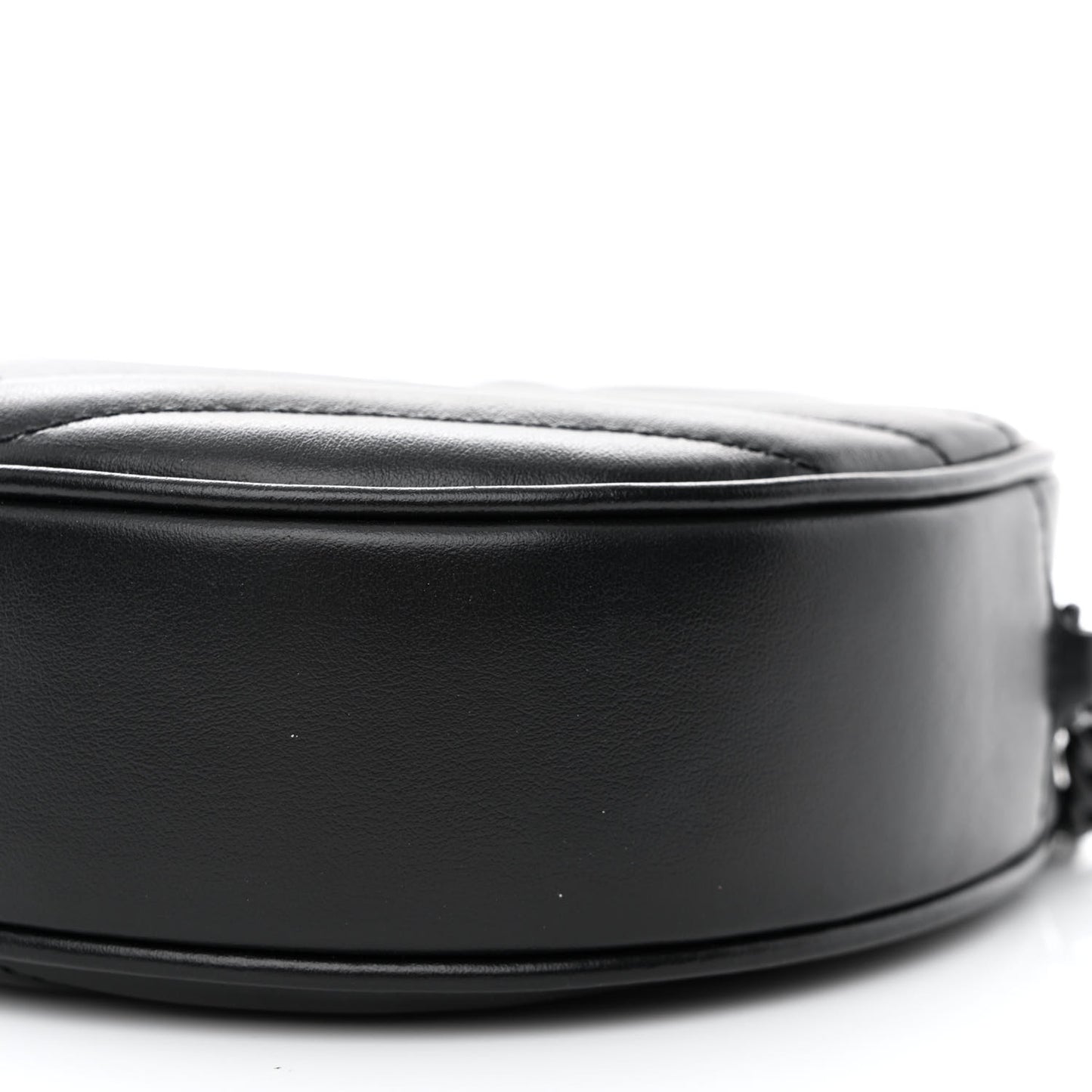 Calfskin Matelasse Chevron Round Vinyle Camera Bag Black