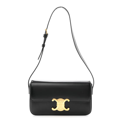 Celine Shiny Calfskin Triomphe Shoulder Bag Black 1 of 11