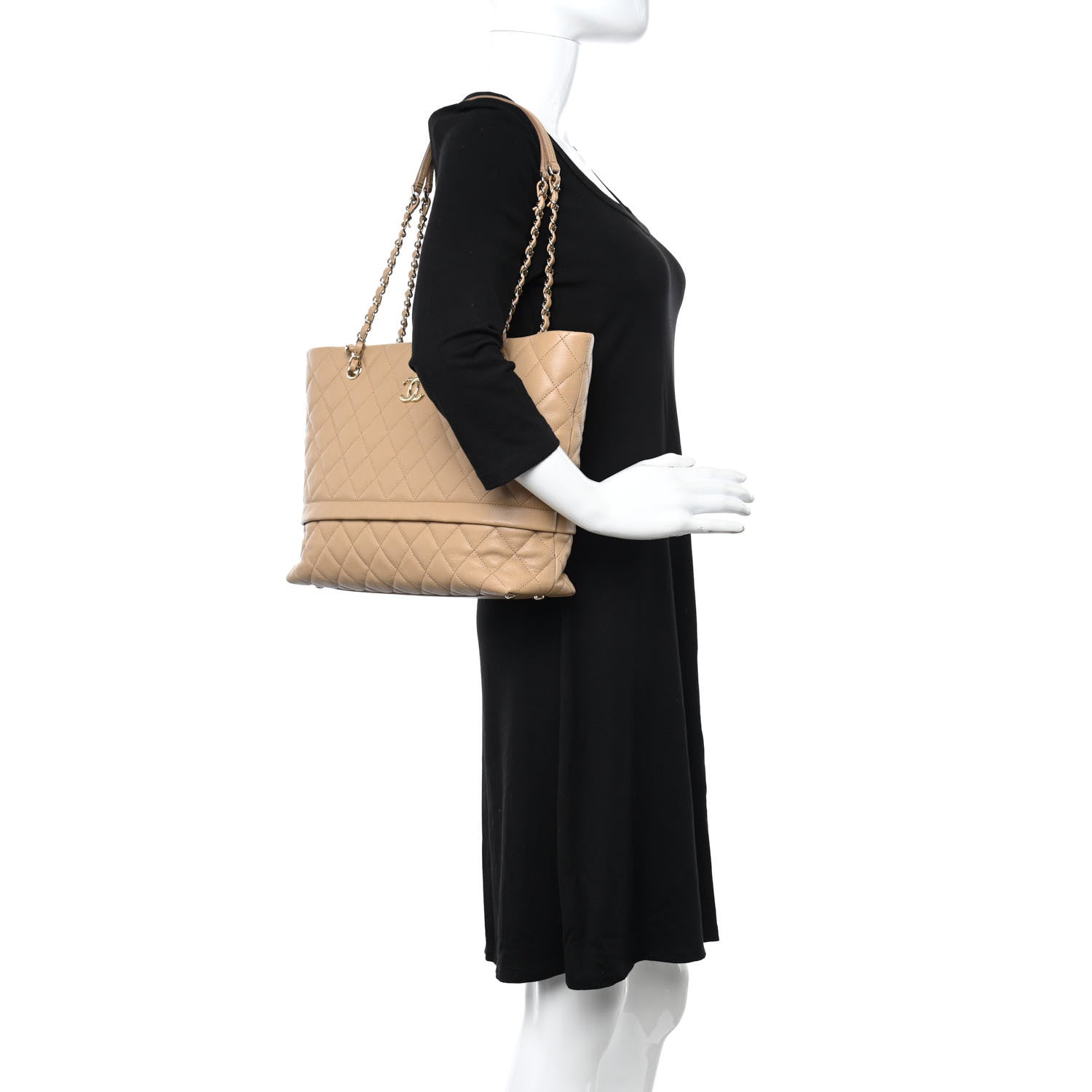 Chanel Caviar Quilted Rolled Up Tote Beige 2 of 11