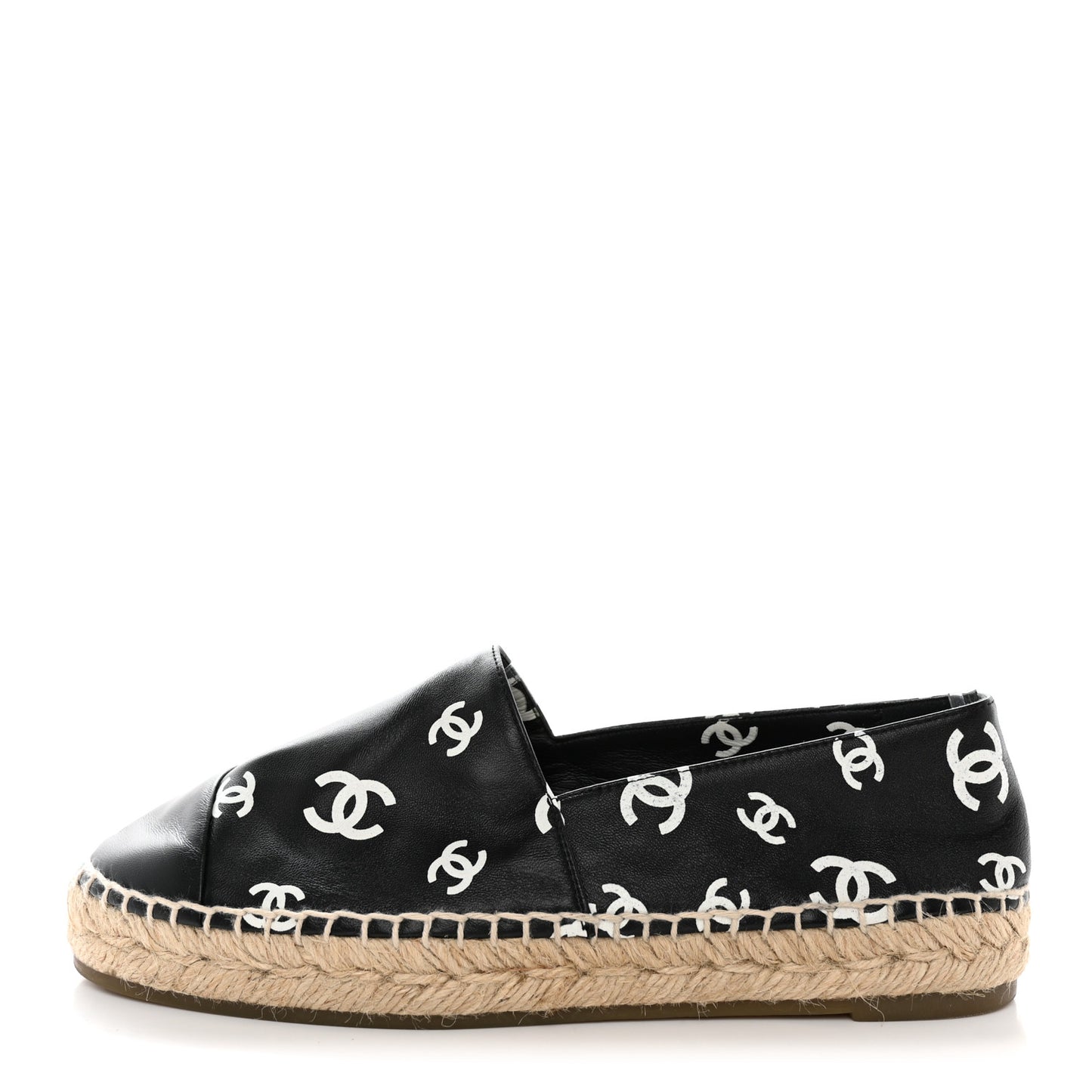 Lambskin Printed CC Espadrilles 38 Black White