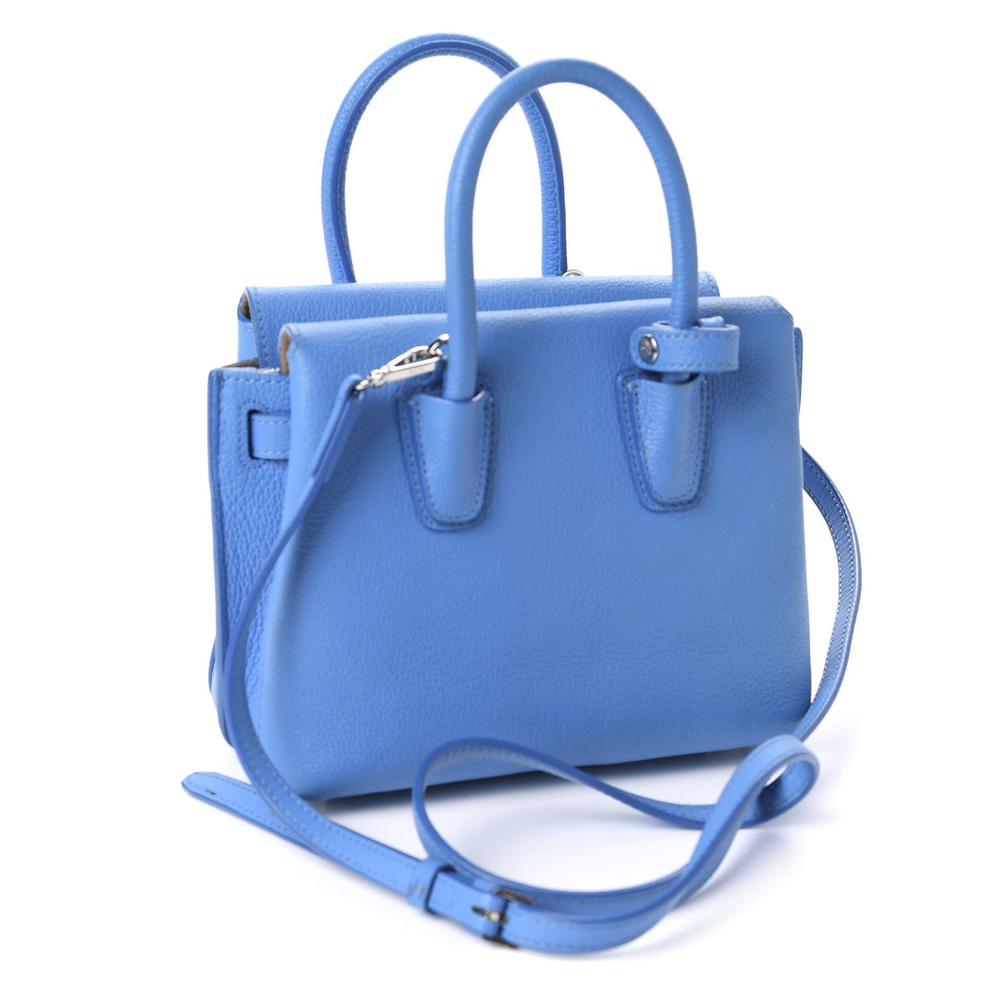 Grained Calfskin Mini Milla Tote Mediterranean Blue