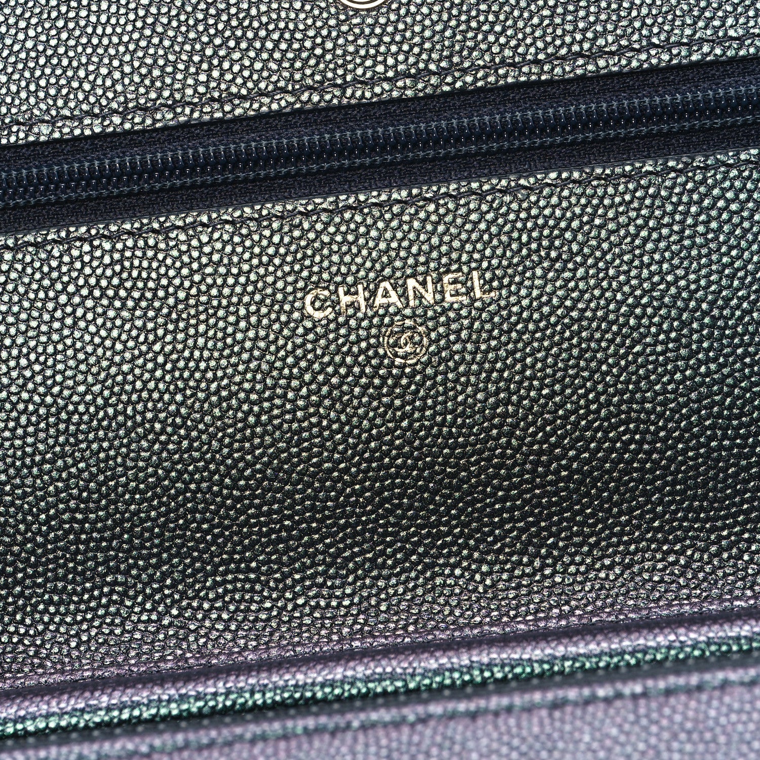 Chanel Iridescent Caviar Quilted Wallet on Chain WOC Dark Blue 6 of 13