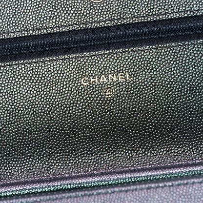 Chanel Iridescent Caviar Quilted Wallet on Chain WOC Dark Blue 6 of 13