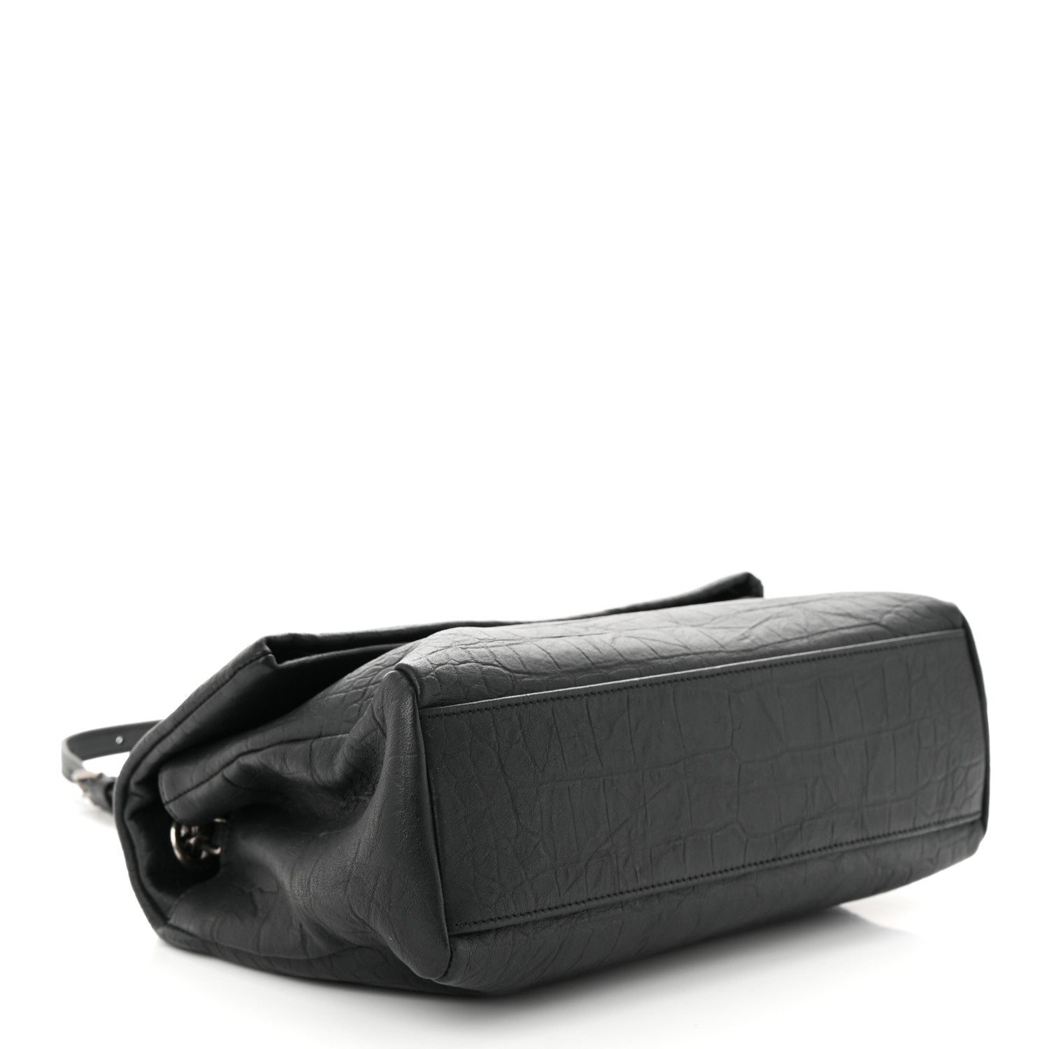 Saint Laurent Calfskin Crocodile Embossed Medium West Hollywood Monogram Fold-Over Bag 4 of 11