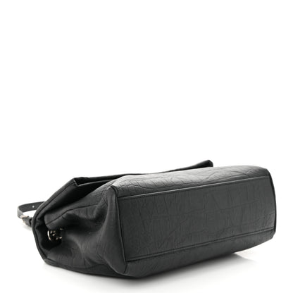 Saint Laurent Calfskin Crocodile Embossed Medium West Hollywood Monogram Fold-Over Bag 4 of 11