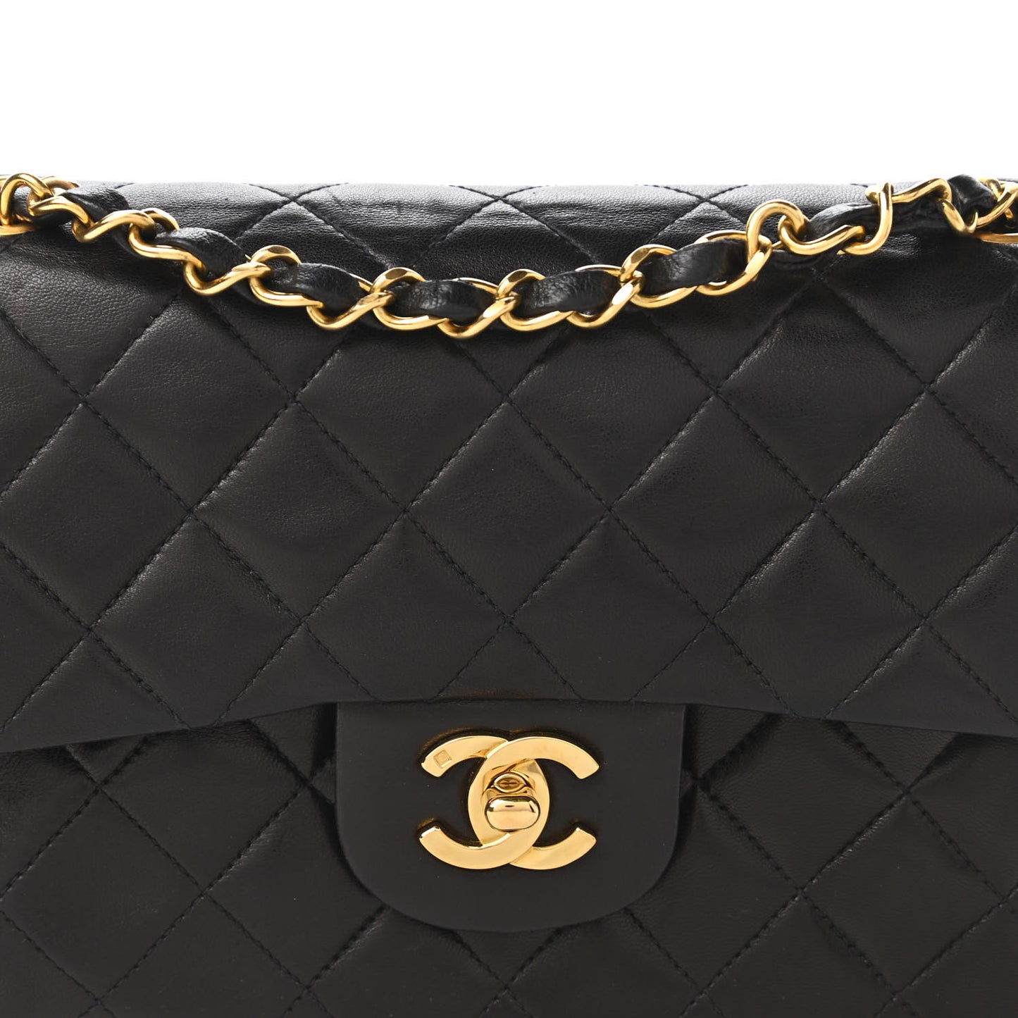 Lambskin Quilted Small Double Flap Black