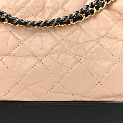 Chanel Aged Calfskin Quilted Medium Gabrielle Hobo Beige Black 8 of 14