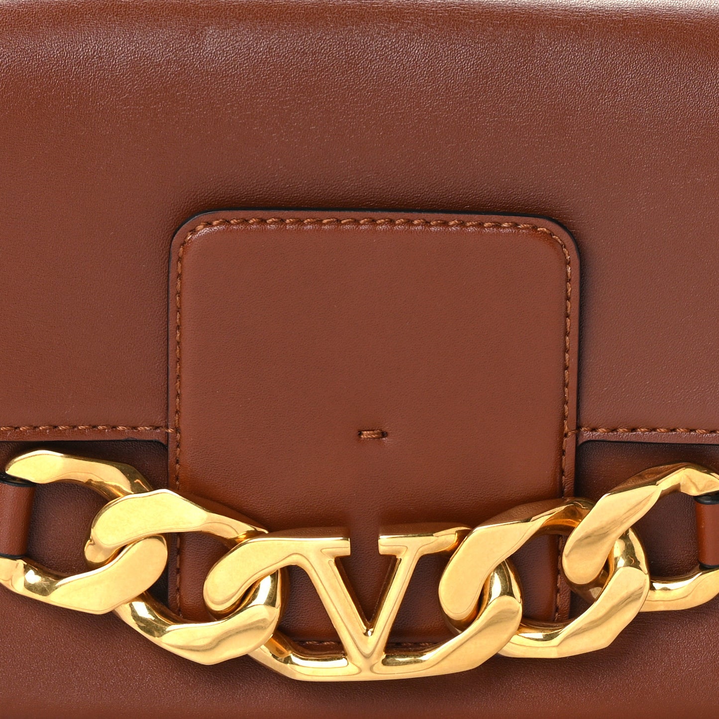 Smooth Calfskin Vlogo Chain Shoulder Bag Saddle Brown