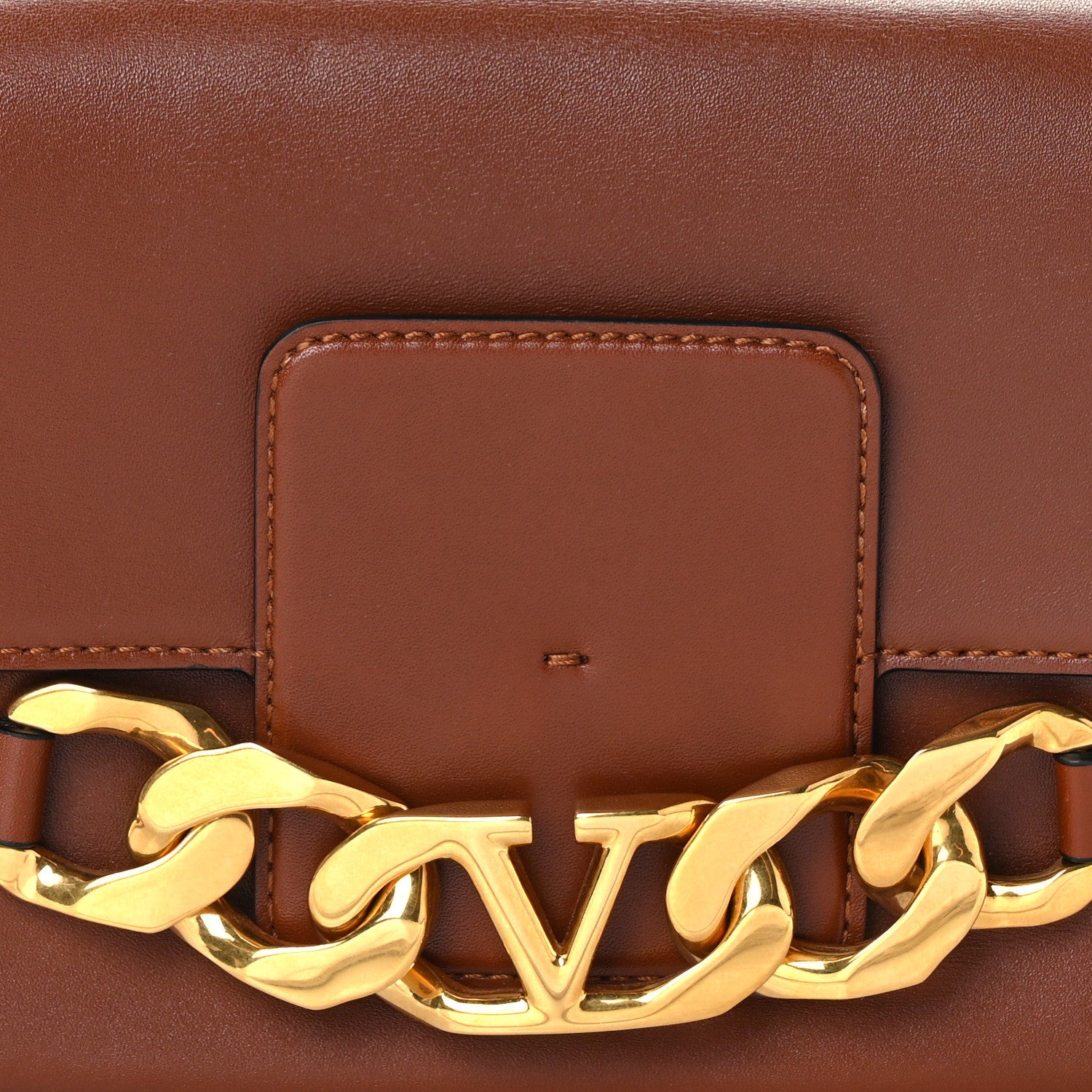 Valentino Garavani Smooth Calfskin Vlogo Chain Shoulder Bag Saddle Brown 7 of 11