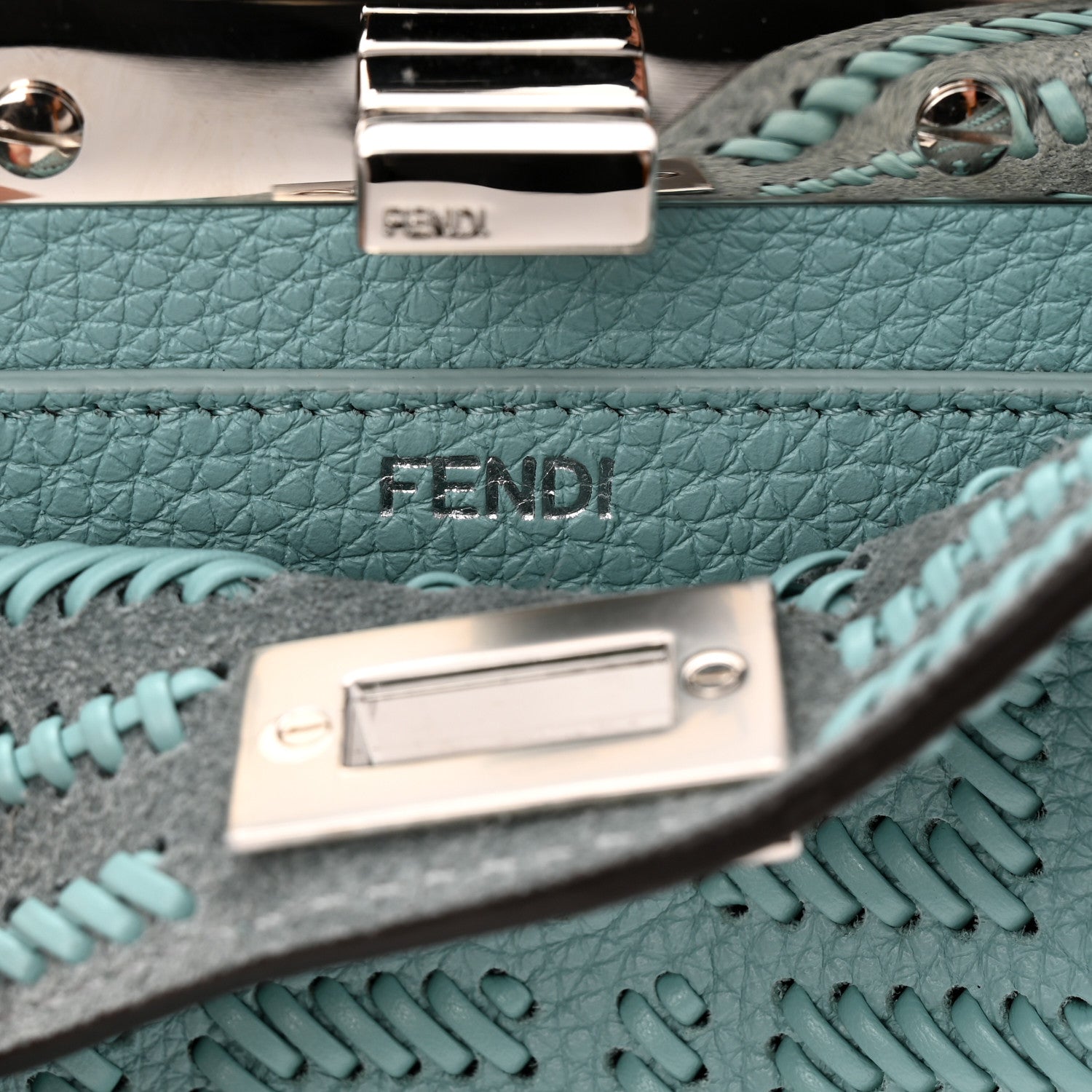 Fendi Cuoio Romano Nappa Intreccio FF Petite Peekaboo I SEE U