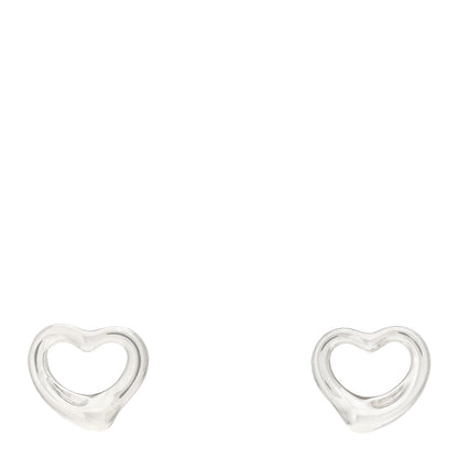 Tiffany Sterling Silver 11mm Elsa Peretti Open Heart Earrings 1 of 3