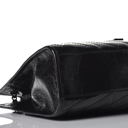 Saint Laurent Crinkled Calfskin Matelasse Monogram Medium Niki Shopper Tote Black 8 of 9