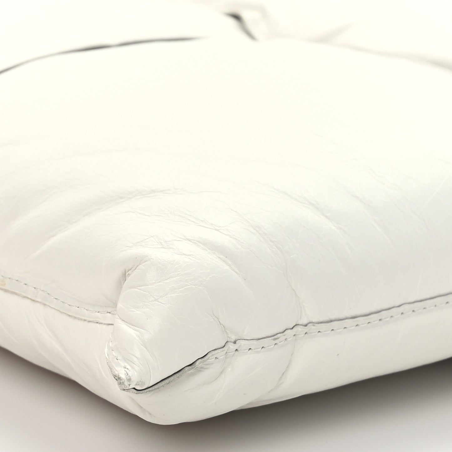 Calfskin Maxi Intrecciato Puffy Pouch White