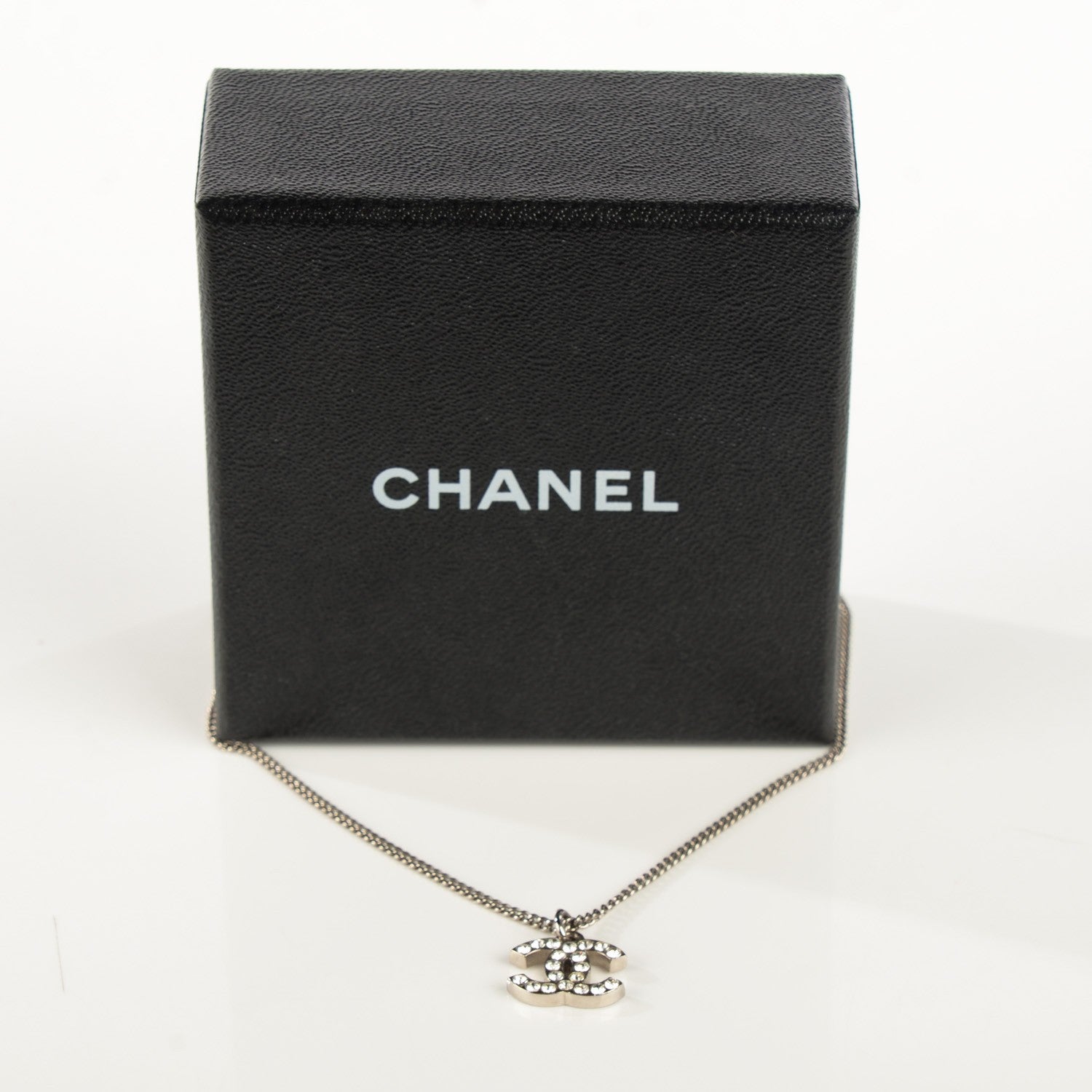 Chanel Crystal Timeless CC Necklace Silver 5 of 6