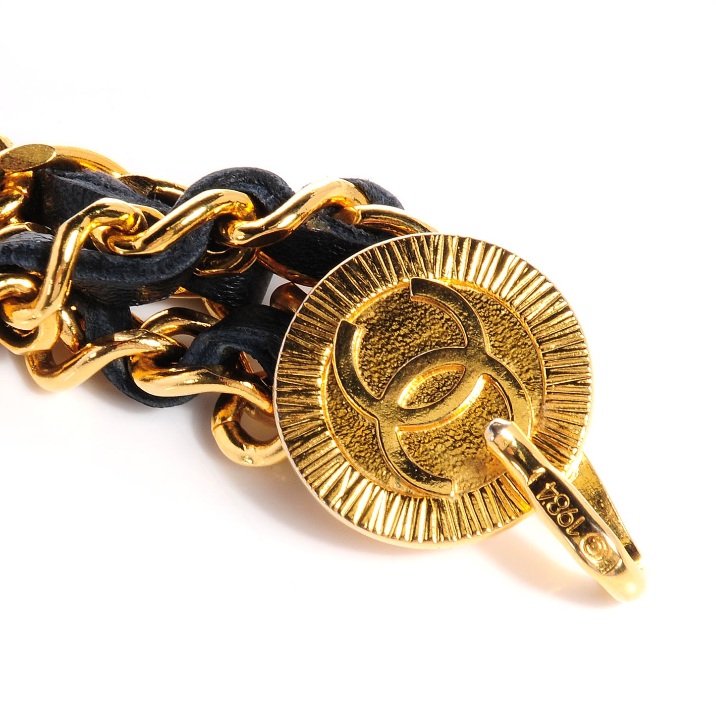 Lambskin Triple Chain Link CC Belt Gold