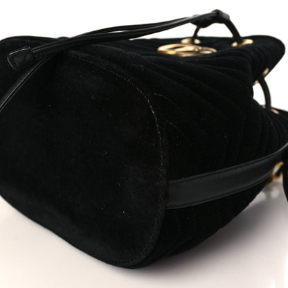 Gucci Velvet Matelasse GG Marmont Bucket Bag Black 9 of 10