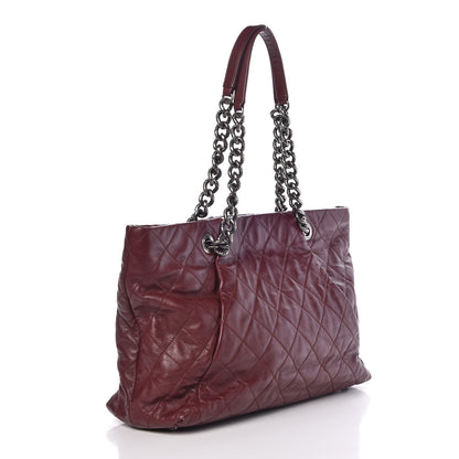 Chanel Calfskin Large Coco Pleats Tote Burgundy 3 of 8