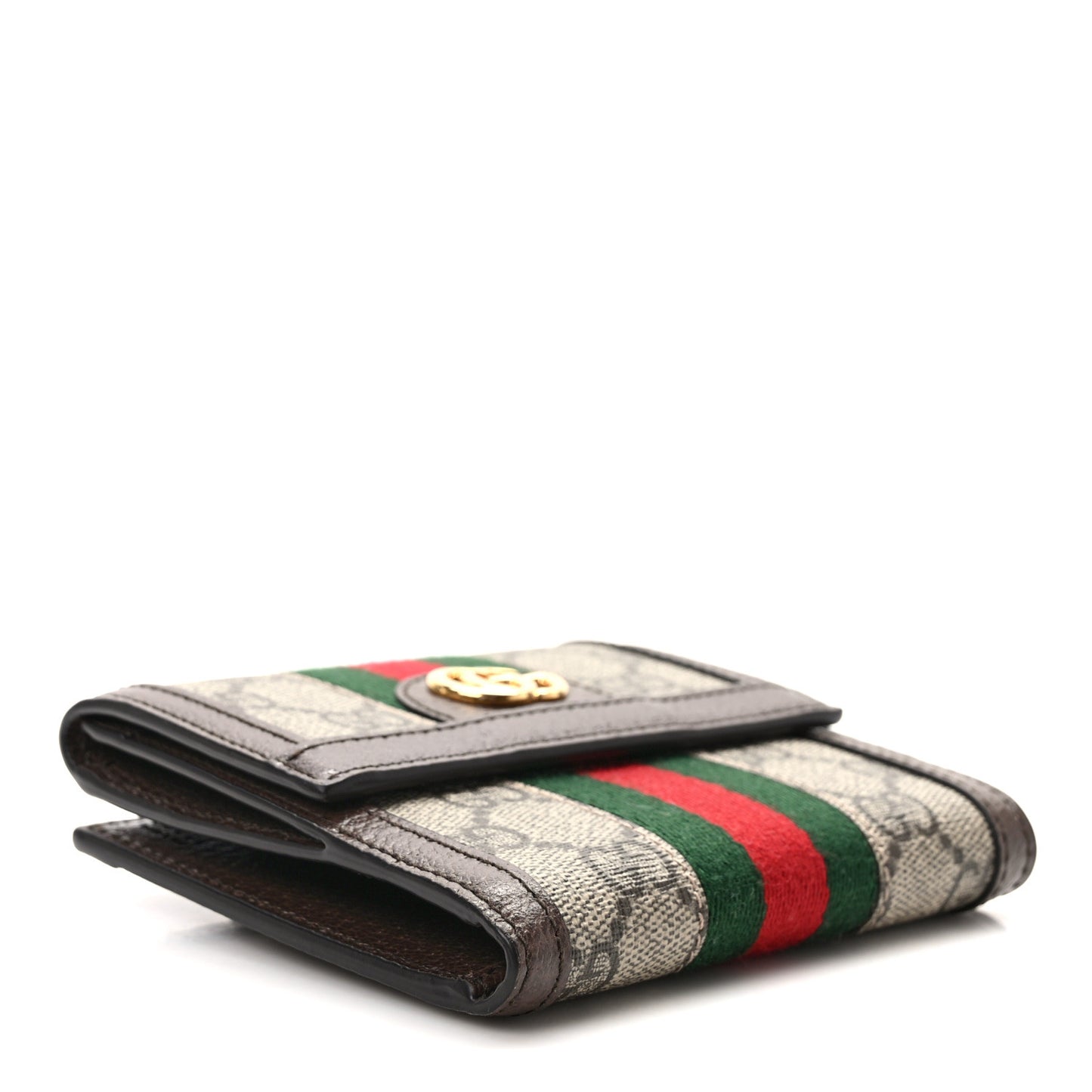 GG Supreme Monogram Web Ophidia French Flap Wallet Beige New Acero