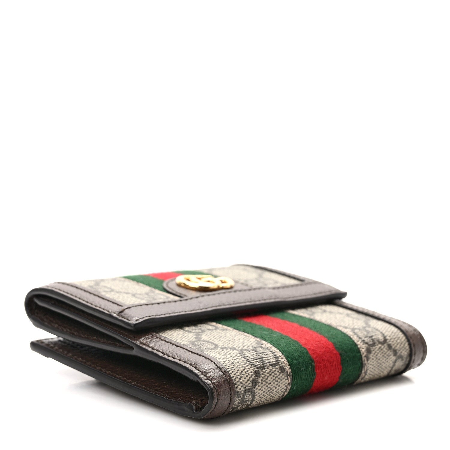 Gucci GG Supreme Monogram Web Ophidia French Flap Wallet Beige New Acero 4 of 6