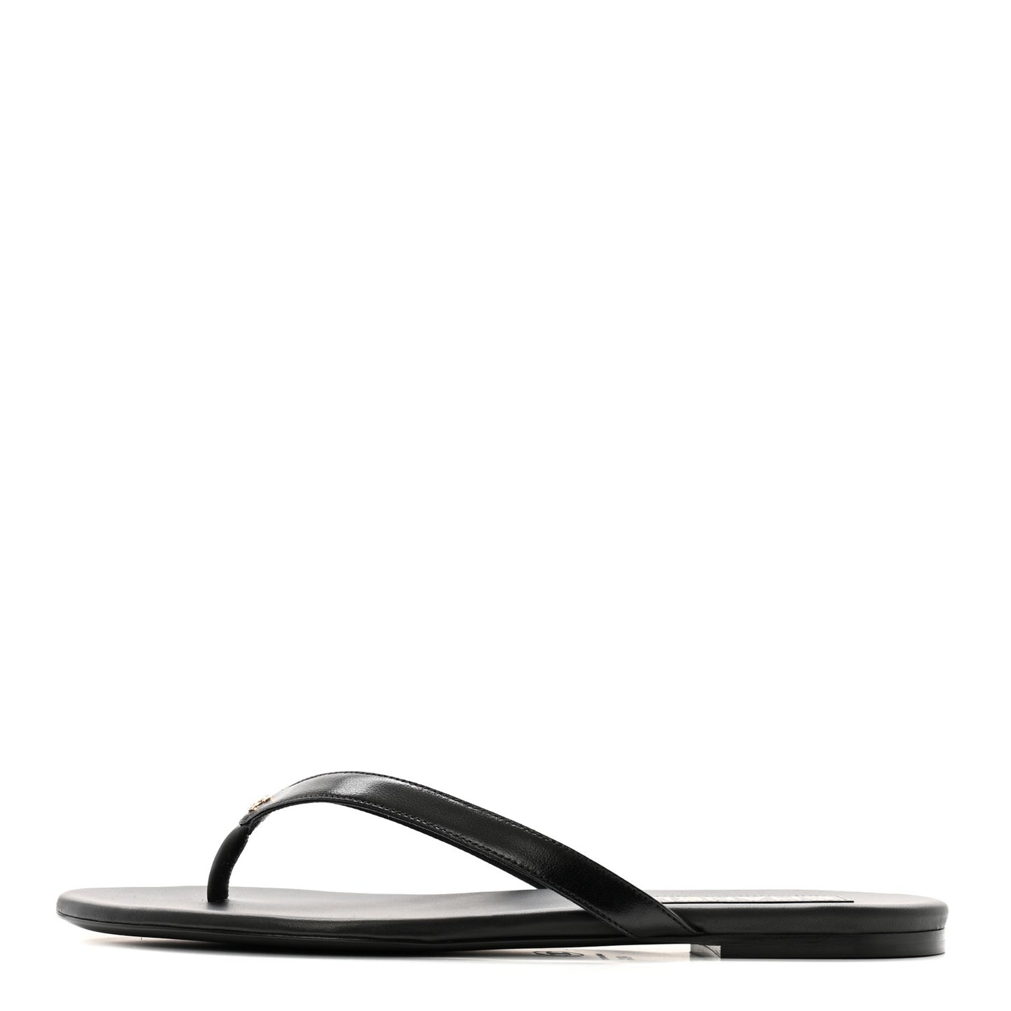 Shiny Lambskin Crystal CC Thong Sandals 40.5 Black