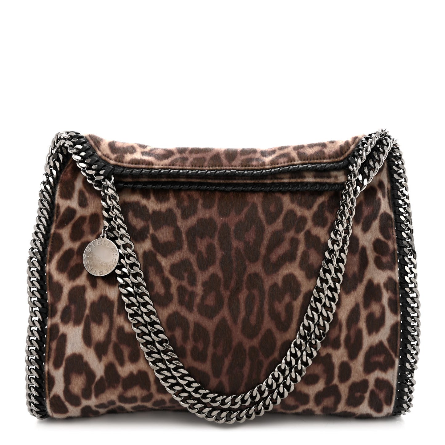 Faux Calf Hair Leopard Print Small Falabella Tote Brown