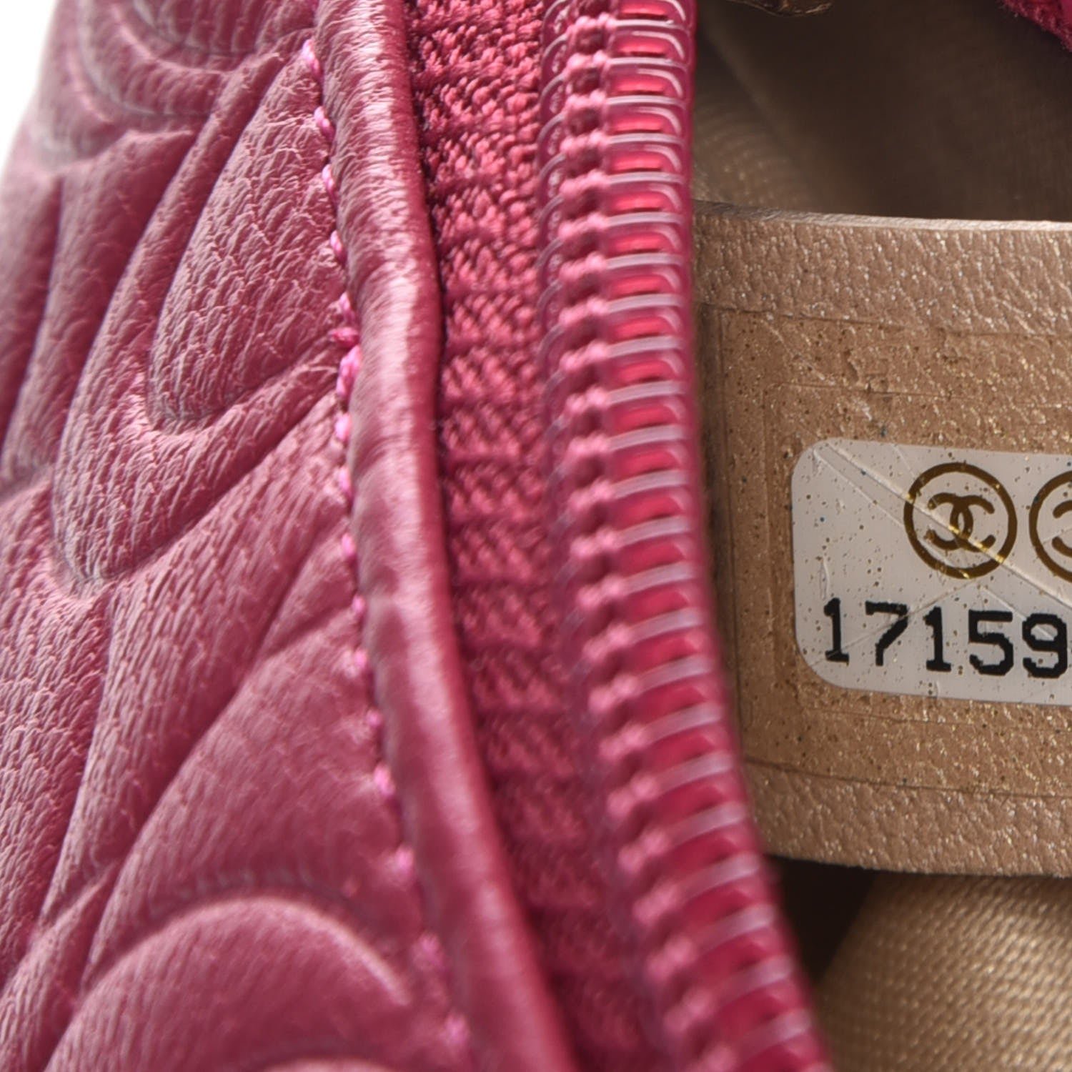 Chanel Lambskin Camellia Embossed Zip Case Fuchsia 7 of 8