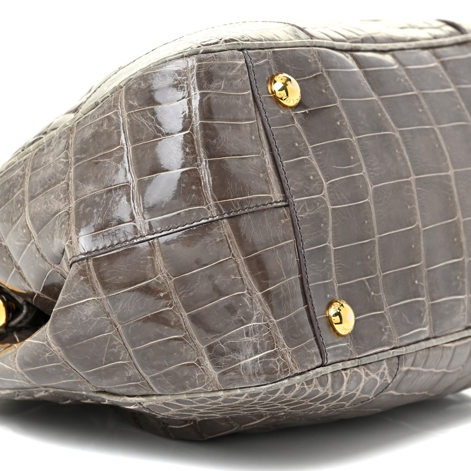Prada Crocodile Frame Shoulder Bag Grigio 8 of 13