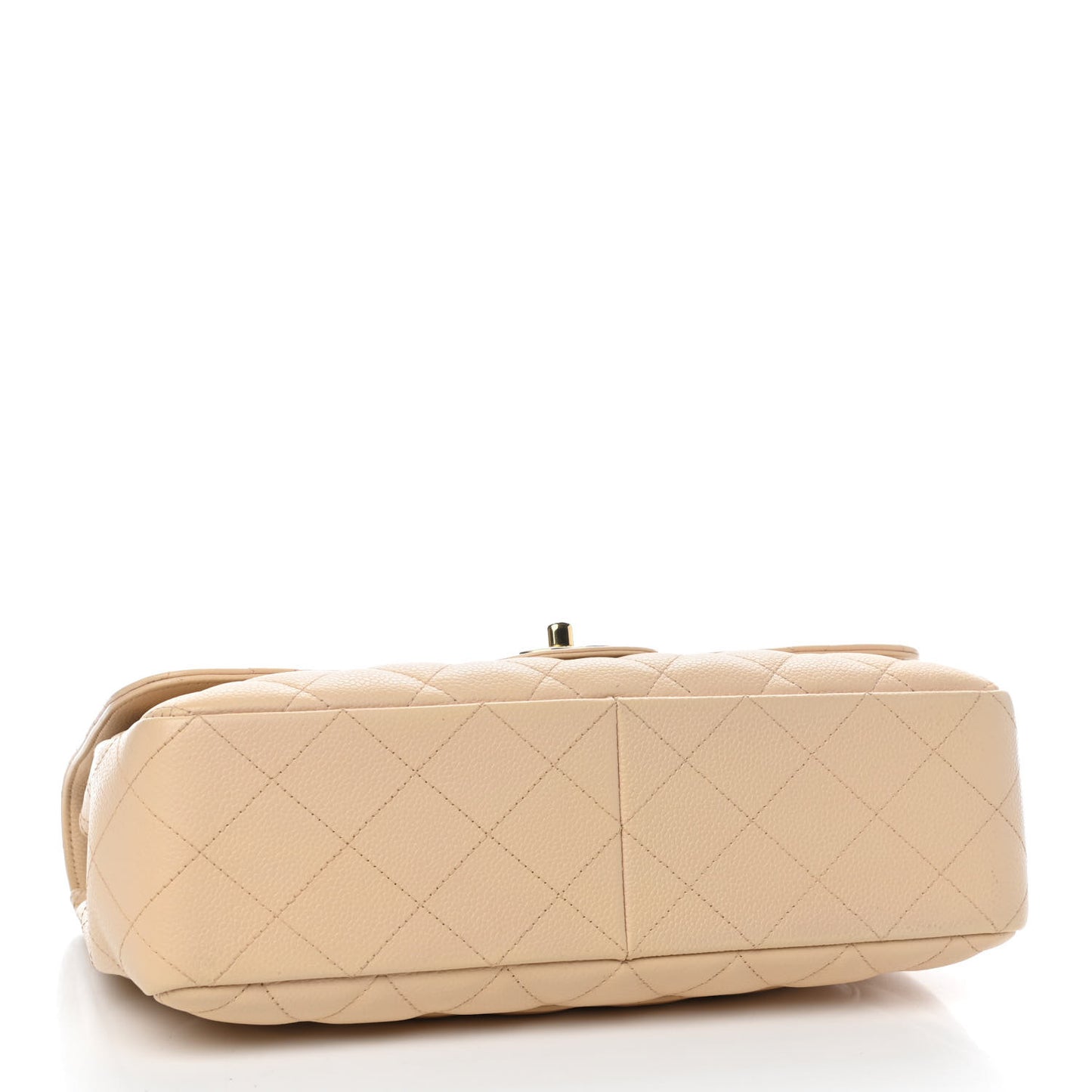 Caviar Quilted Jumbo Single Flap Beige