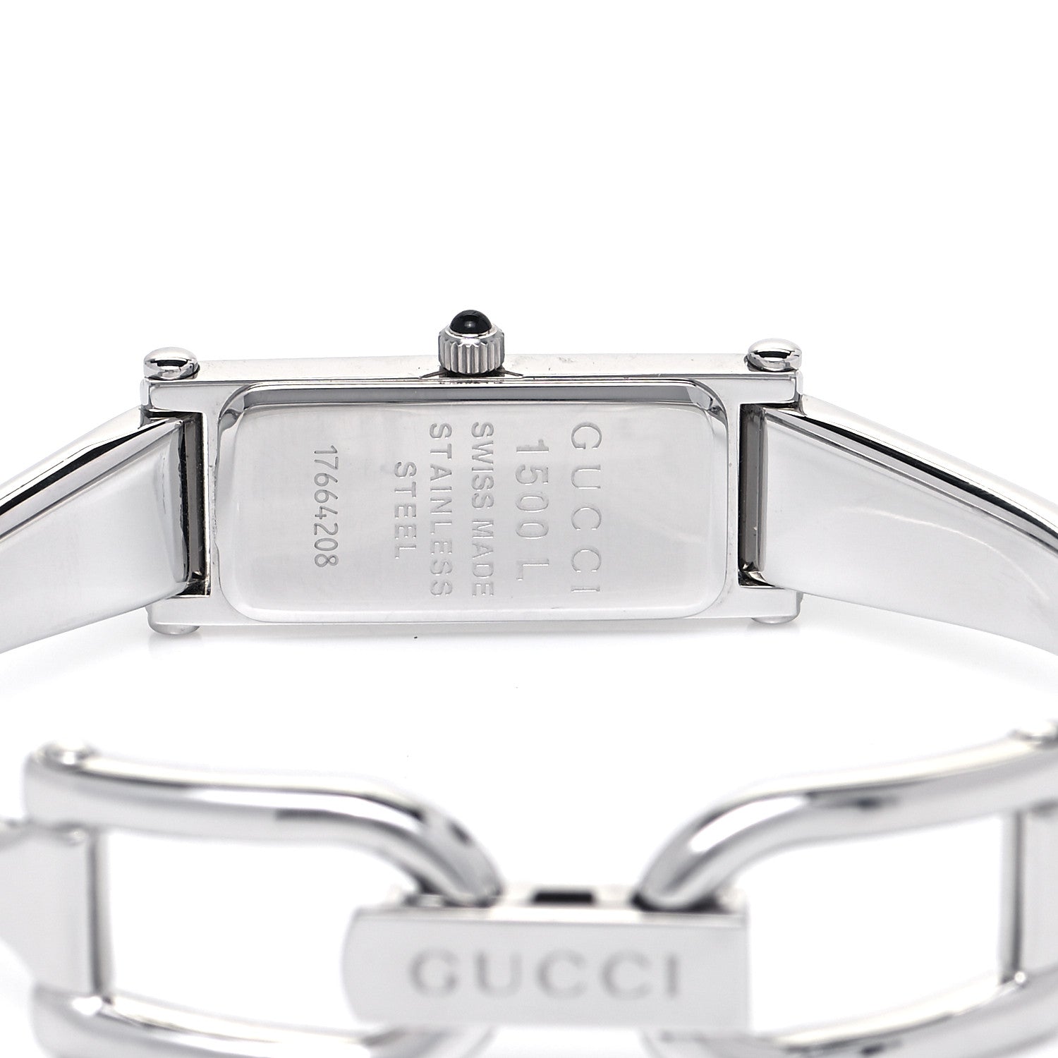 Gucci Stainless Steel Diamond 12mm 1500L Horsebit Quartz Watch Black 4 of 5