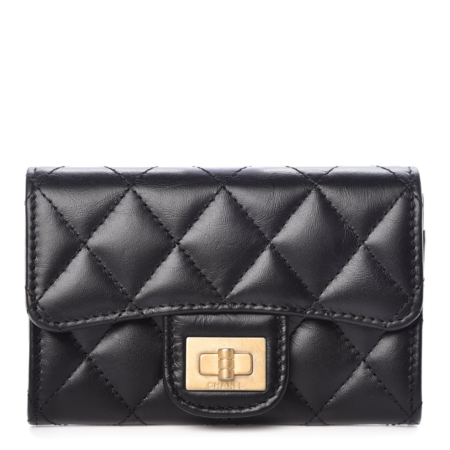 Chanel Aged Calfskin Quilted Reissue Flap Card Holder Black 1 of 8