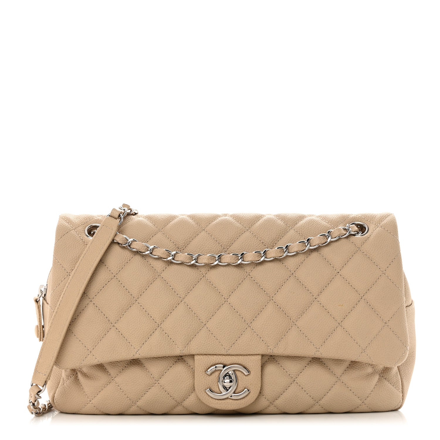 Chanel Caviar Quilted Jumbo Easy Flap Beige 1 of 15