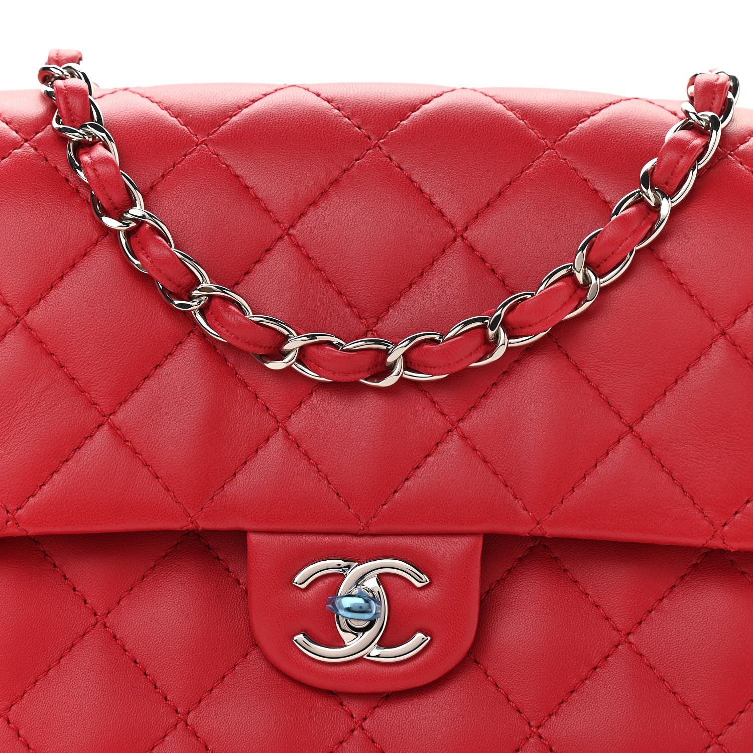 Chanel Lambskin Quilted CC Accordion Shopping Bag Red 8 of 10