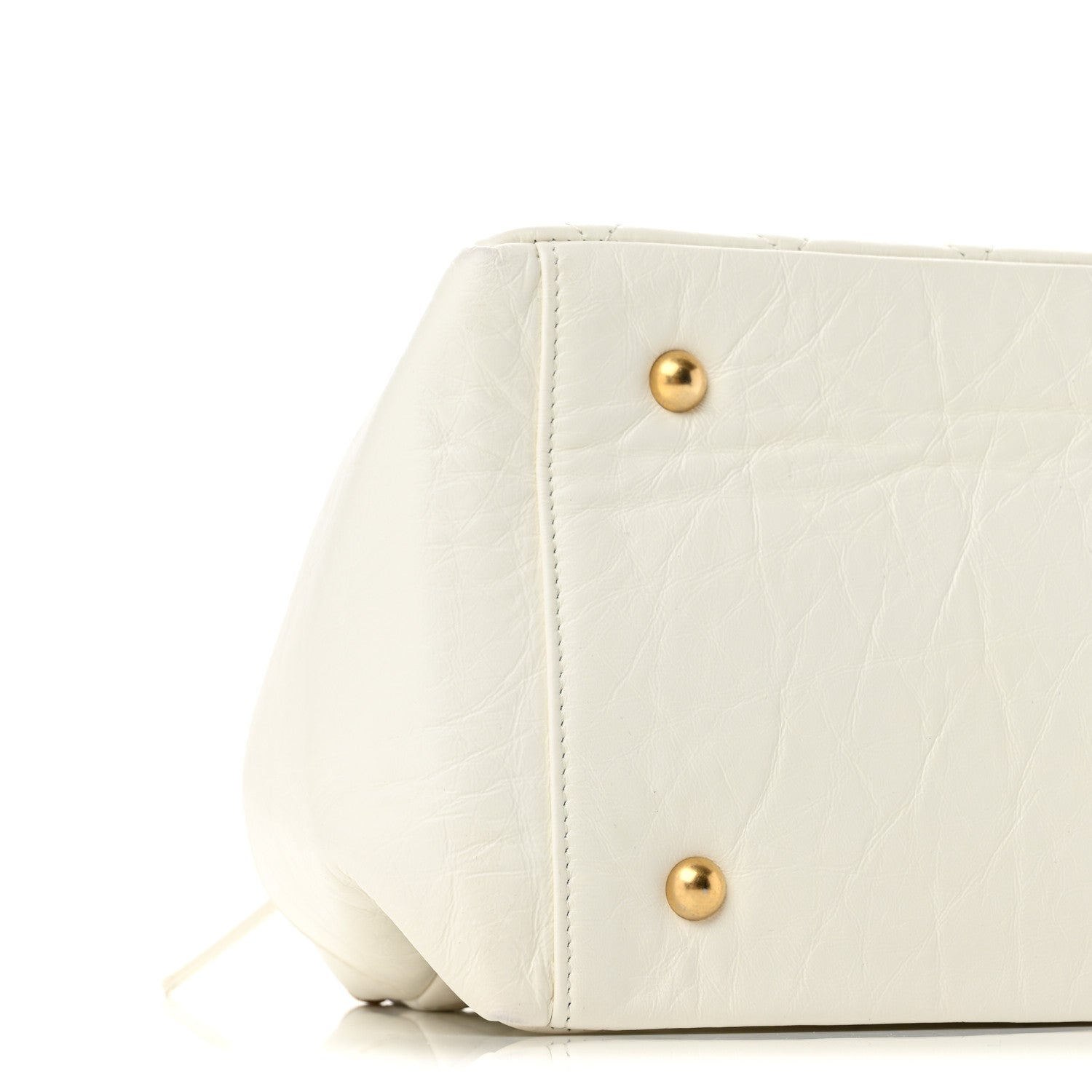 Chanel Aged Calfskin Quilted Double Sided Bowling Bag White 9 of 13