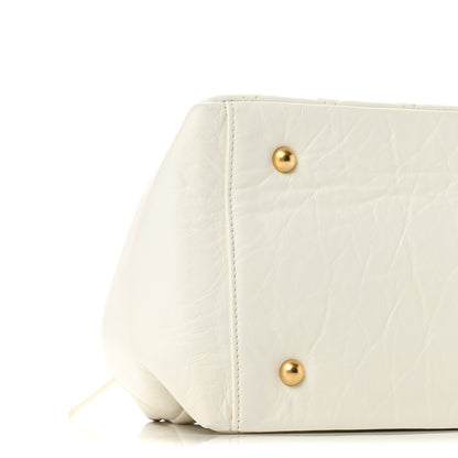 Chanel Aged Calfskin Quilted Double Sided Bowling Bag White 9 of 13