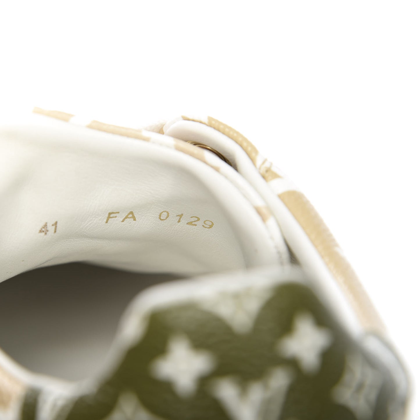 Monogram Giant Time Out Sneakers 41 Kaki White Beige