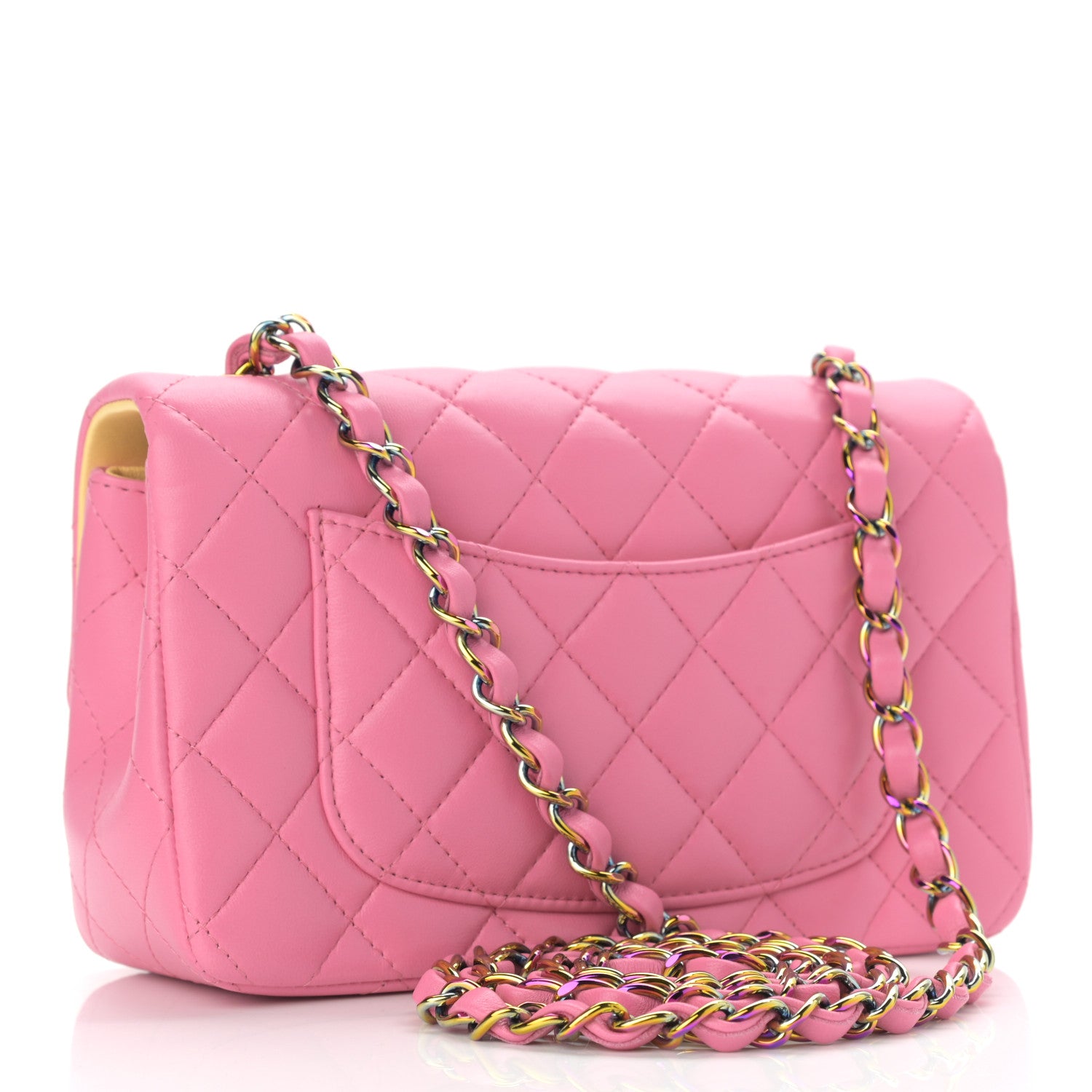 Chanel Lambskin Quilted Mini Rectangular Flap Pink Yellow 3 of 11