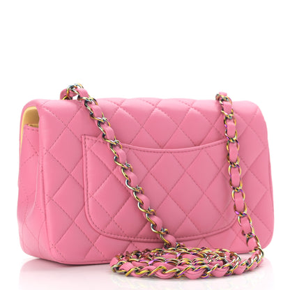 Chanel Lambskin Quilted Mini Rectangular Flap Pink Yellow 3 of 11