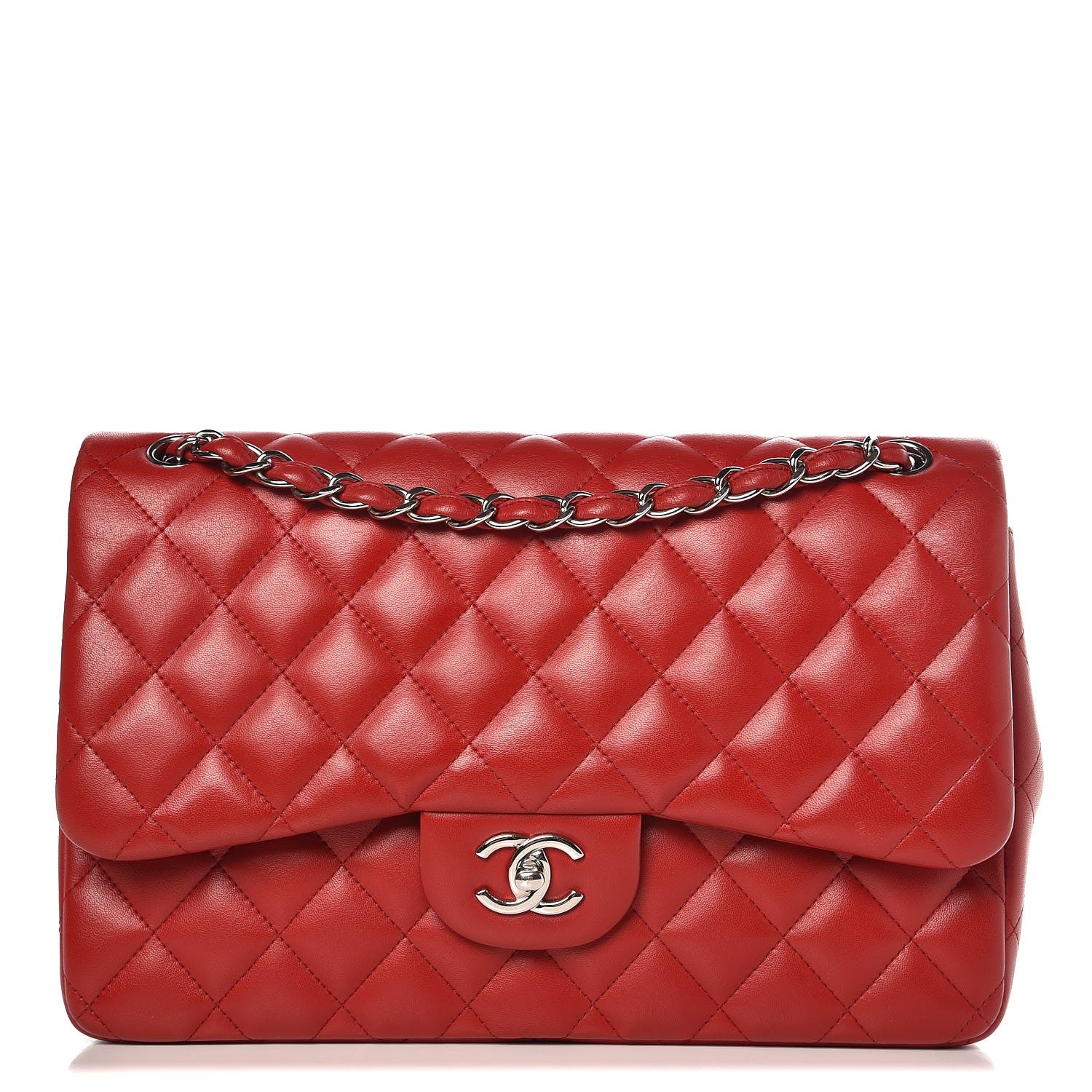 Chanel Lambskin Quilted Jumbo Double Flap Red 1 of 11