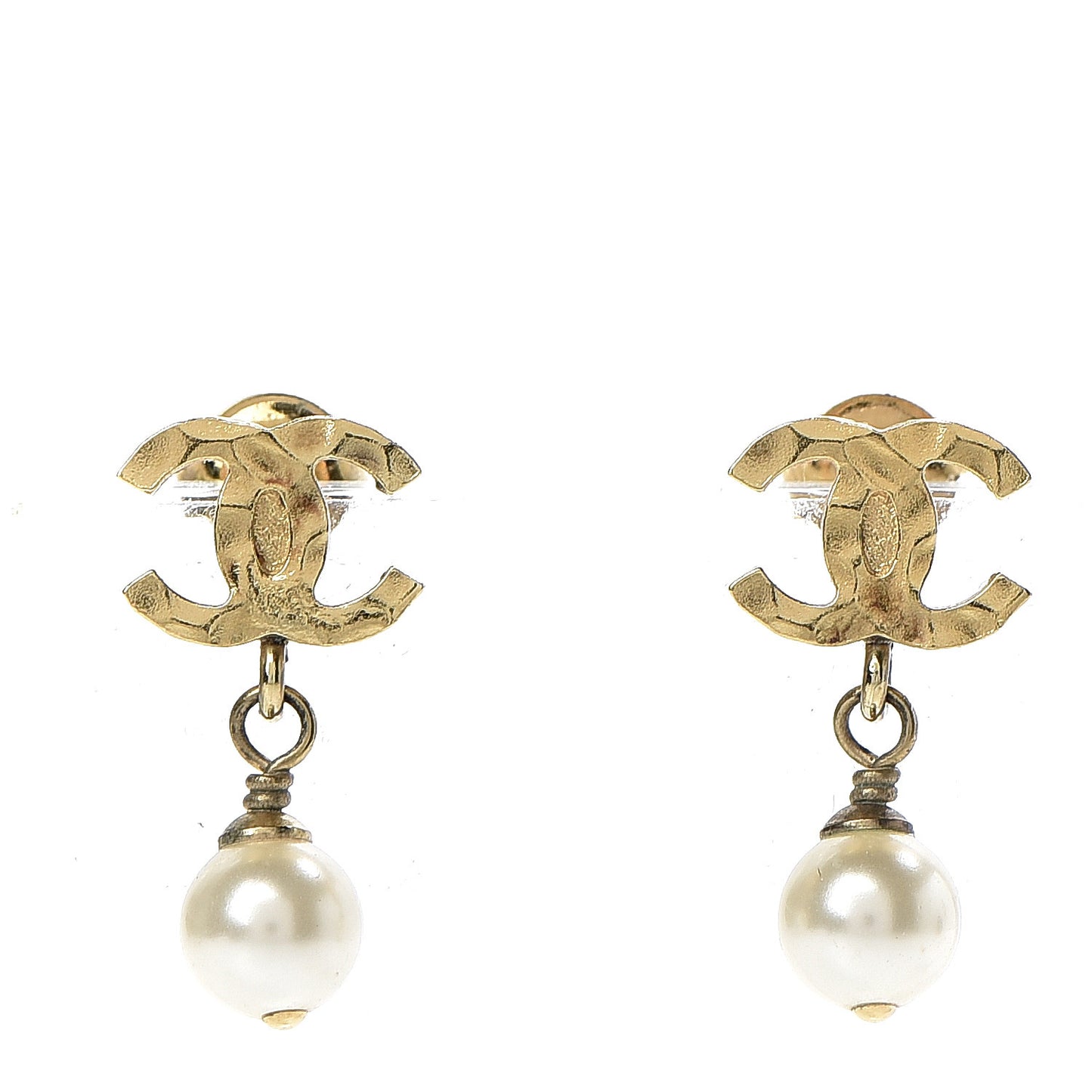 Pearl CC Drop Earrings Gold