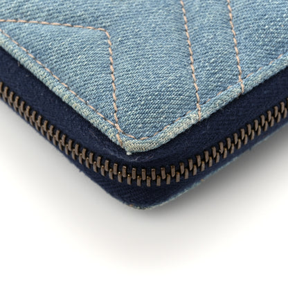 Gucci Denim Matelasse Pearly GG Marmont Zip Around Wallet Blue 11 of 12