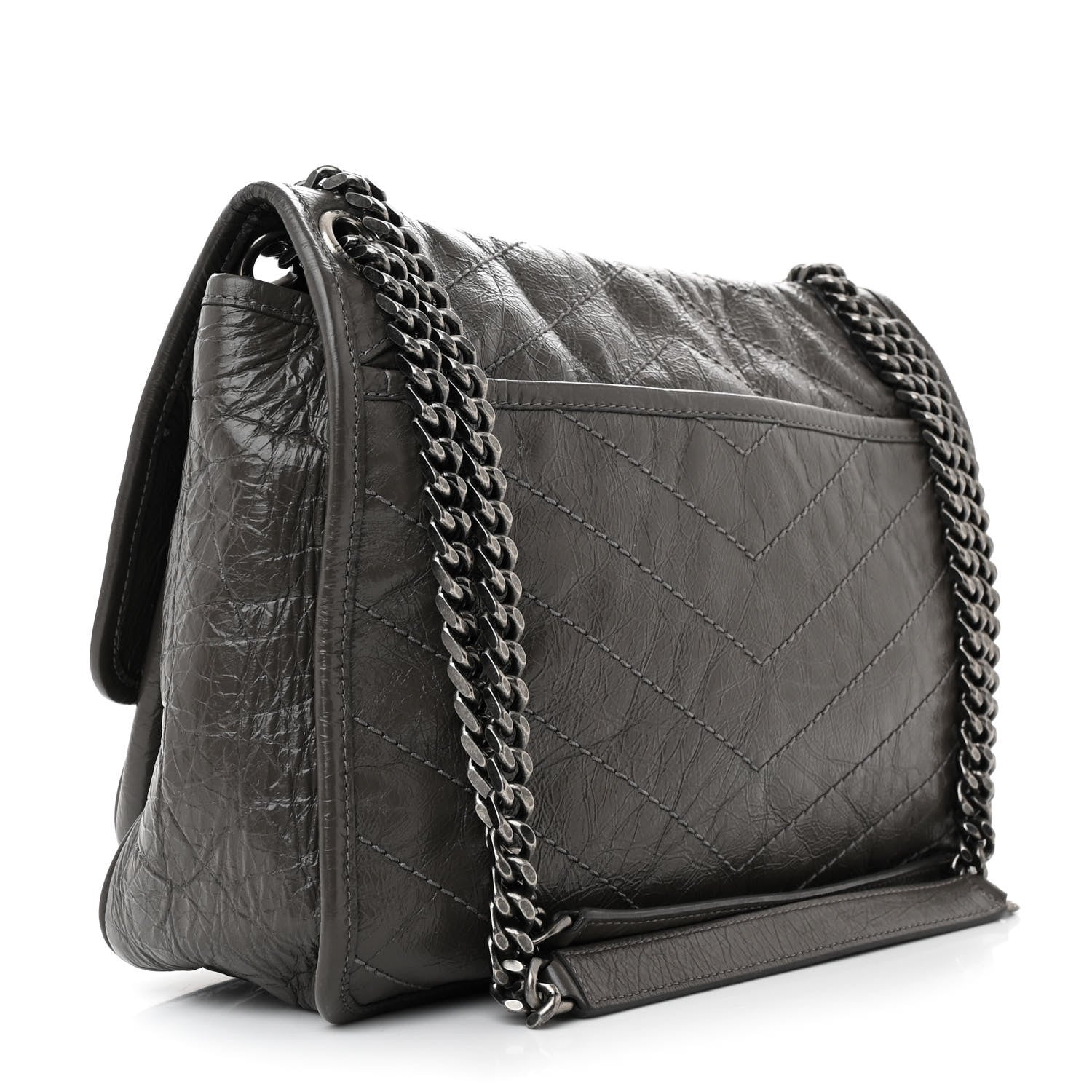 Saint Laurent Crinkled Calfskin Matelasse Monogram Medium Niki Chain Satchel Faggio 3 of 10