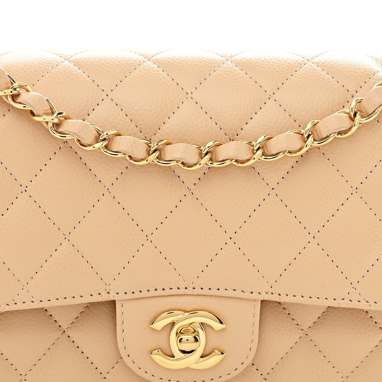 Chanel Caviar Quilted Medium Double Flap Beige 8 of 11
