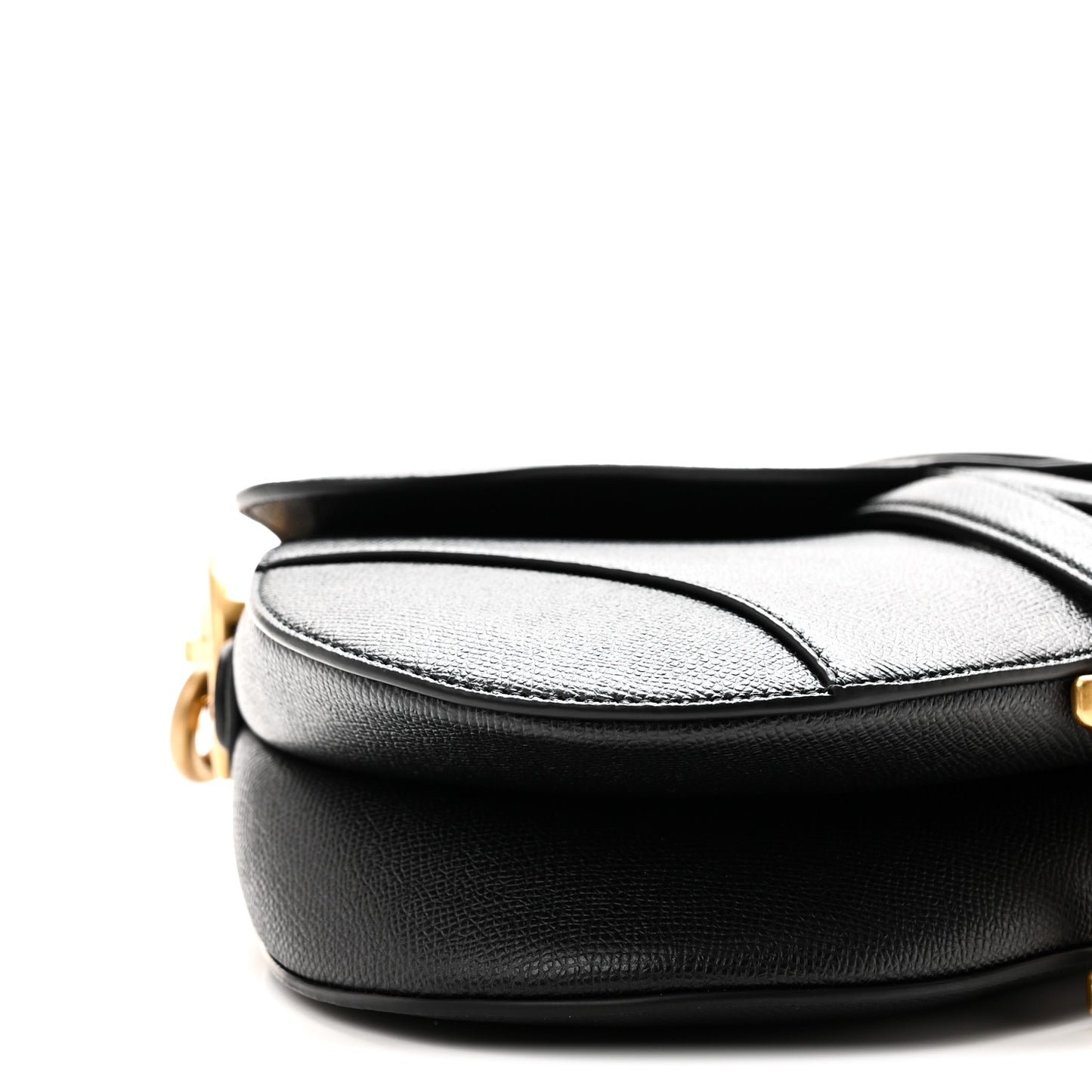 Grained Calfskin Saddle Bag With Strap Black