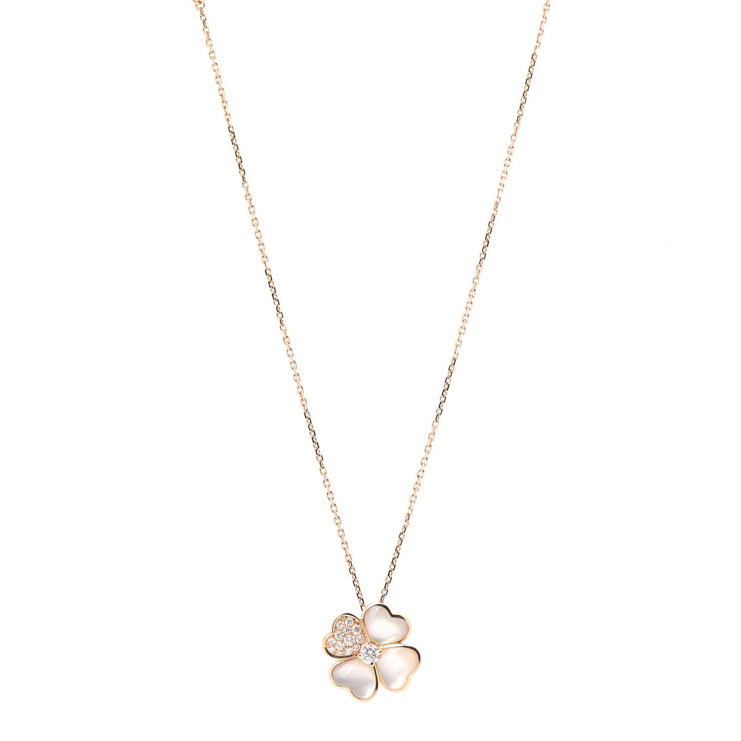 18K Rose Gold Diamond Mother of Pearl Medium Cosmos Clip Pendant Necklace