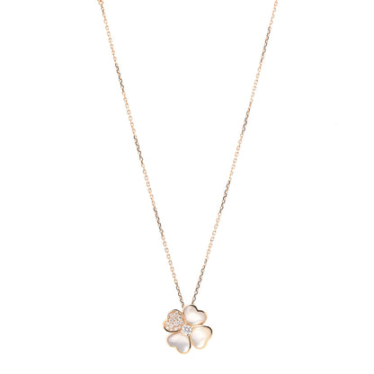 Van Cleef & Arpels 18K Rose Gold Diamond Mother of Pearl Medium Cosmos Clip Pendant Necklace 1 of 8